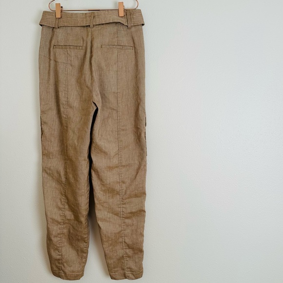 White House black market Linen Belted Utility Pants neutral Cargo - Picture 6 of 9